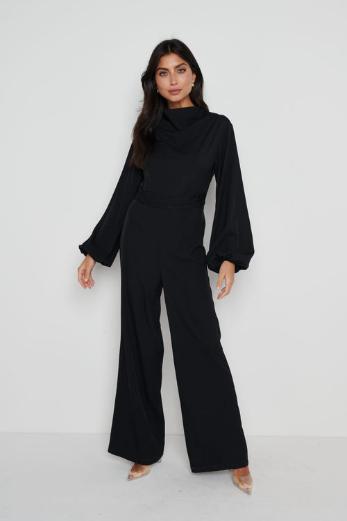 Jemima Balloon Sleeve Jumpsuit - Black