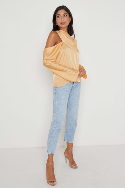 Jett Asymmetric Blouse - Orange