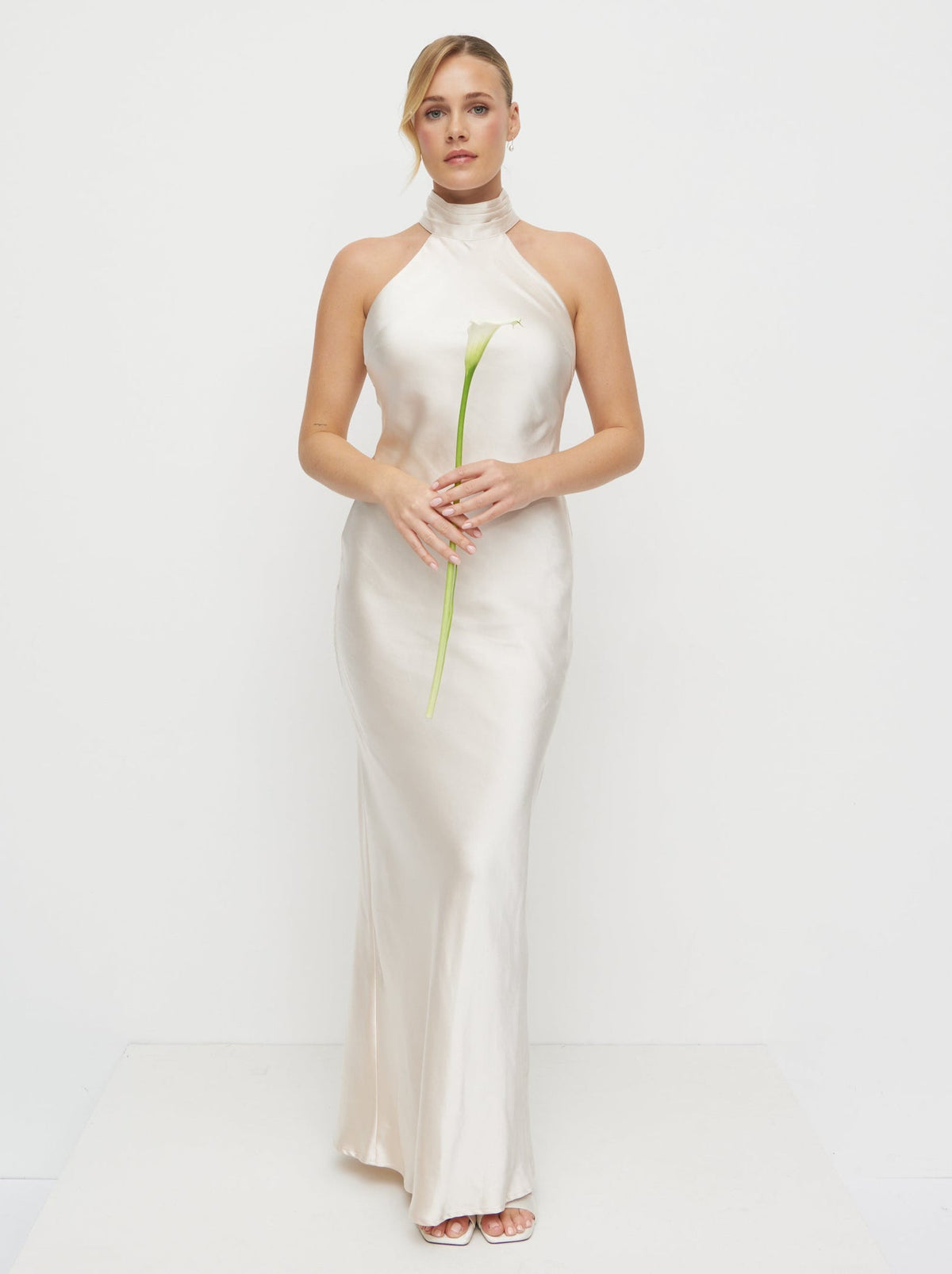 Kiara Satin Maxi Dress - Champagne