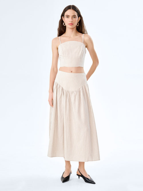 Lucille Skirt in Cream and Black Stripe