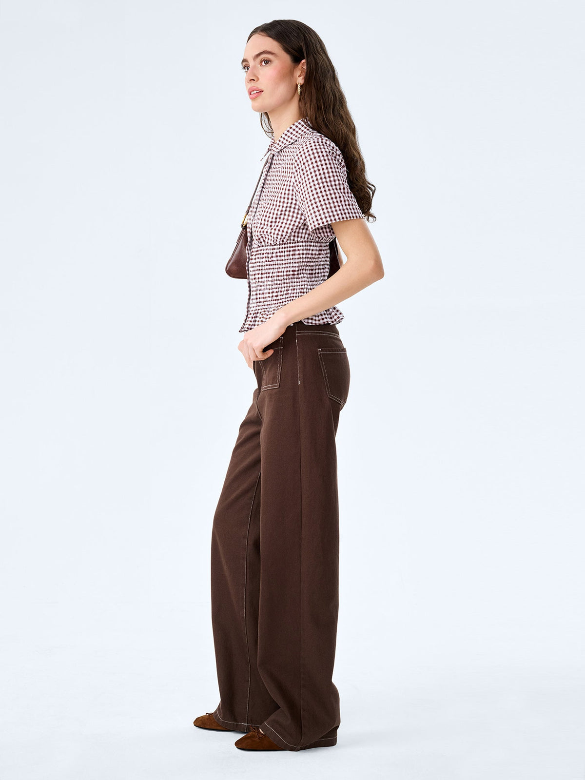 Merida Blouse in Chocolate/Cream Gingham