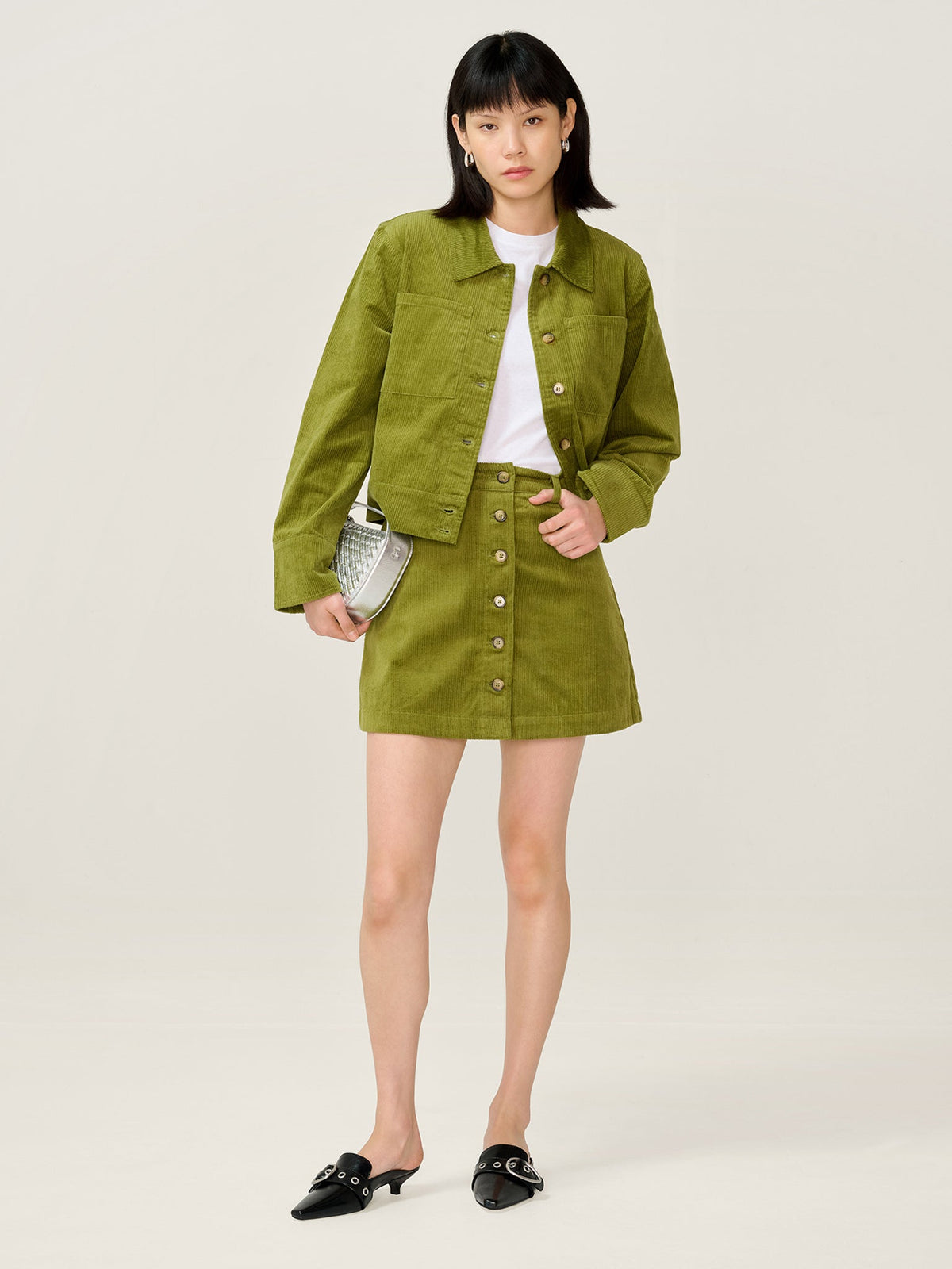 Millie Cord Jacket in Moss Green