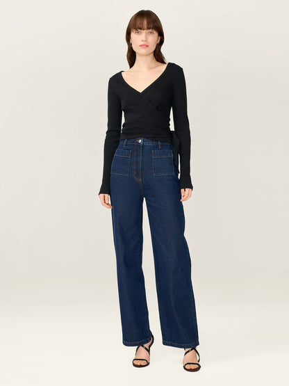 Napeta Ballet Wrap Top in Black