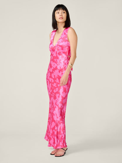 Nova Dress in Blurred Floral Magenta