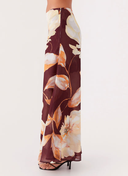 Camellia Maxi Skirt - Brown Floral