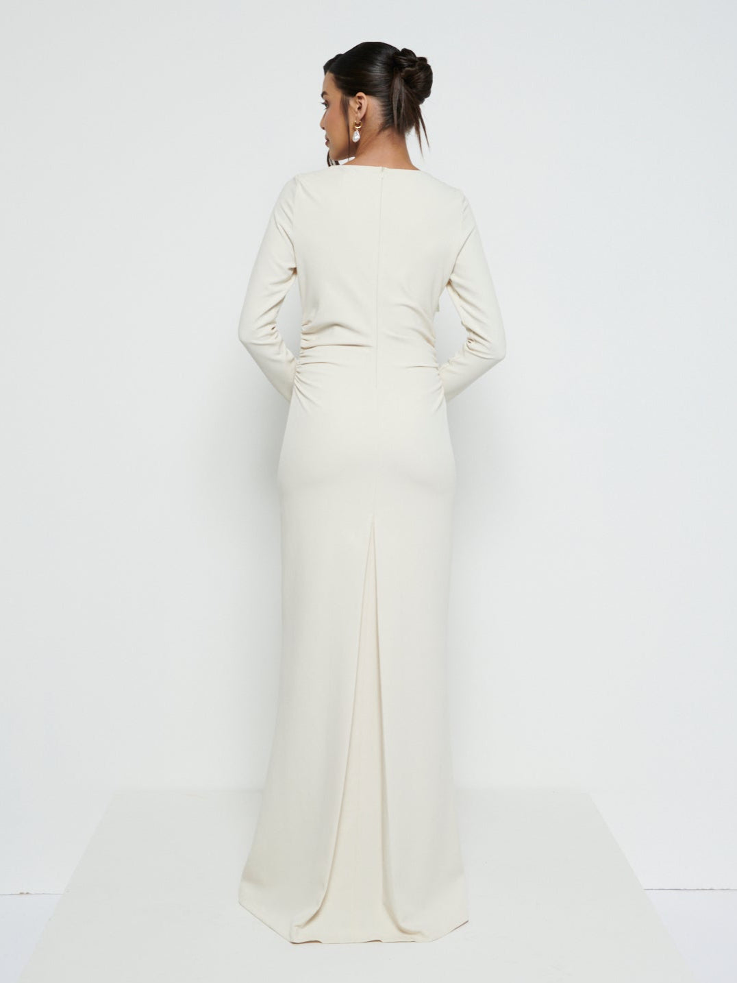 Reagan Square Neck Crepe Maxi Bridesmaid Dress - Champagne