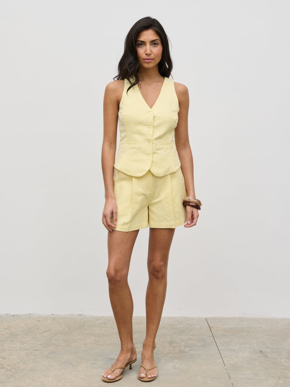 Thali Linen Shorts - Lemon