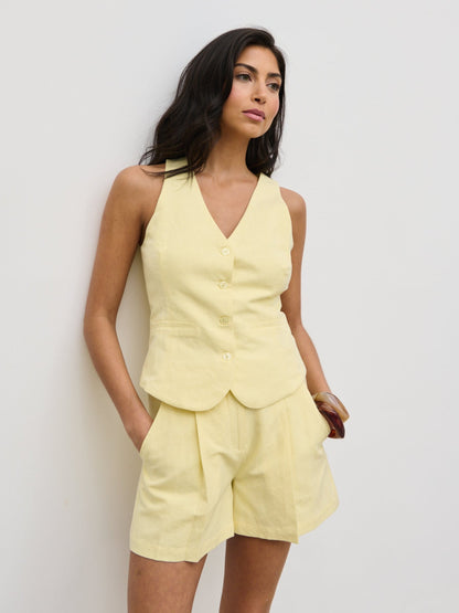 Thali Racer Neck Waistcoat - Lemon