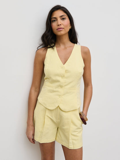 Thali Racer Neck Waistcoat - Lemon