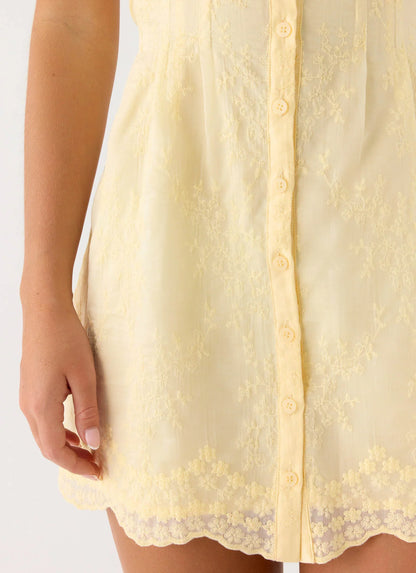 Burning Bright Mini Dress - Butter Yellow