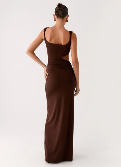 Balvin Cut Out Maxi Dress - Cool Chocolate