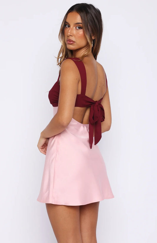 Can't Be Distracted Mini Dress Berry