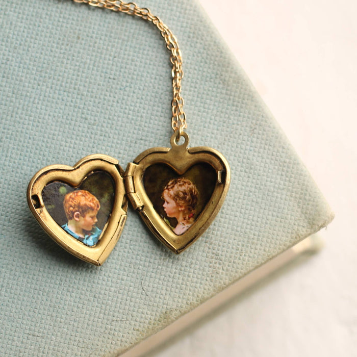 Art Nouveau Gold Heart Locket Necklace