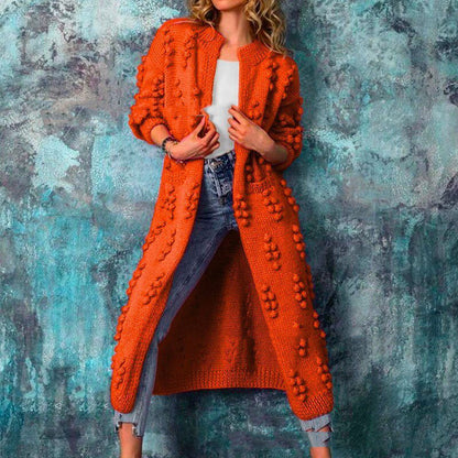 Ball Ball Solid Color Cardigan Thick Knit 🇨🇳