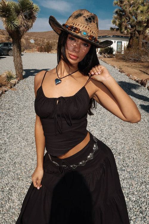 Barbados Linen Top - Black