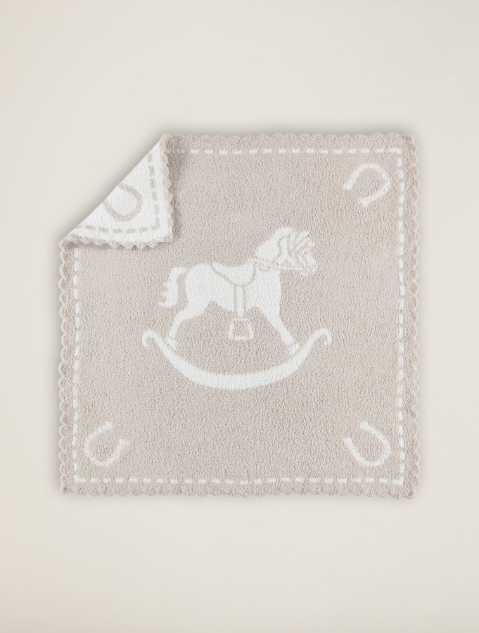 Barefoot Dreams CozyChic Stone Horse Receiving Blanket Blankets & Throws in at Wrapsody