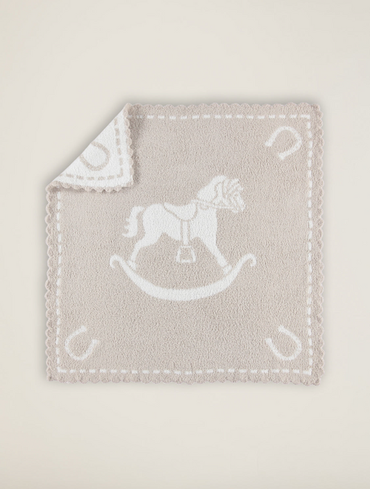 Barefoot Dreams CozyChic Stone Horse Receiving Blanket Blankets & Throws in at Wrapsody