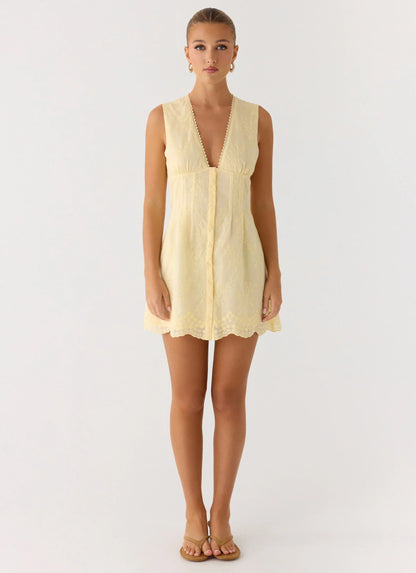 Burning Bright Mini Dress - Butter Yellow
