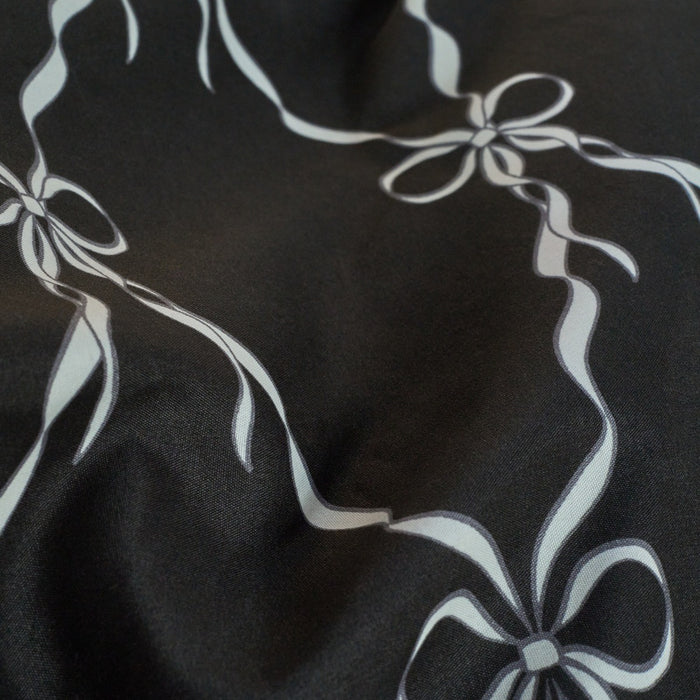 Bow Ribbon Print Reversible Duvet Cover Set - Monochrome 🇬🇧