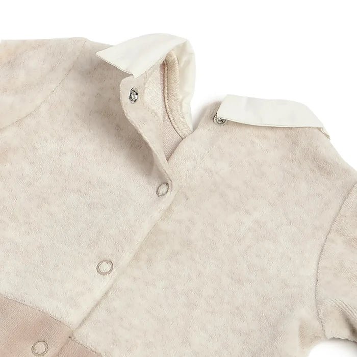 Boys Beige Solid Leg Opening Babysuit