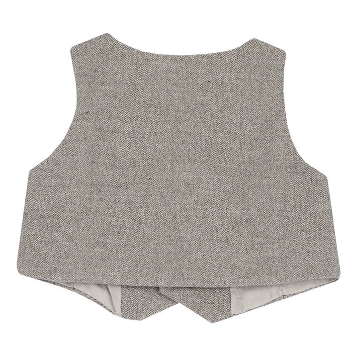 Boys Beige V-Neck Sleeveless Waistcoat