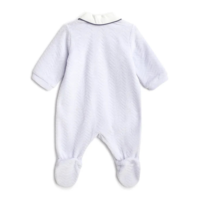 Boys Blue Embroidered Front Opening Babysuit