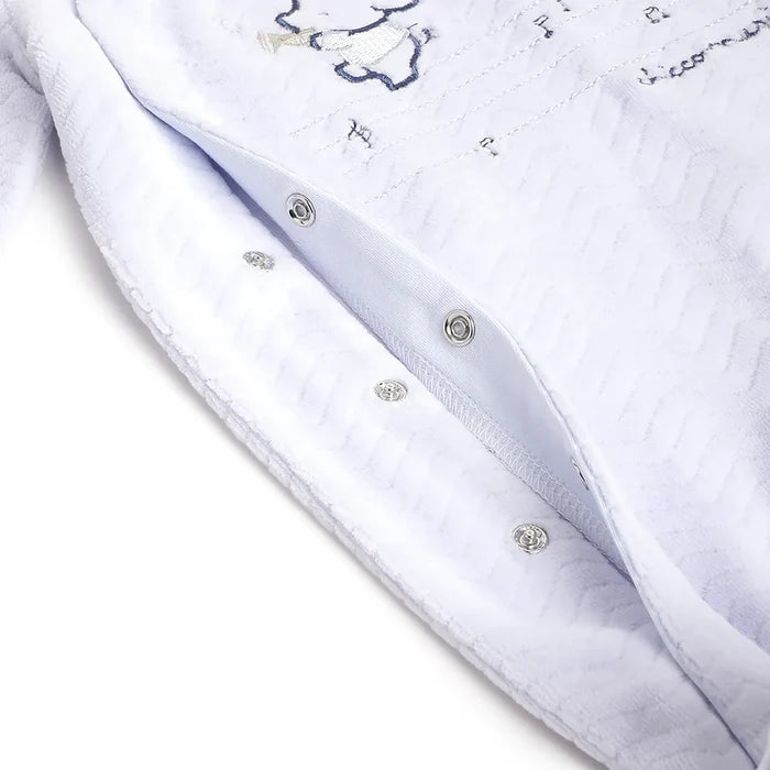 Boys Blue Embroidered Front Opening Babysuit