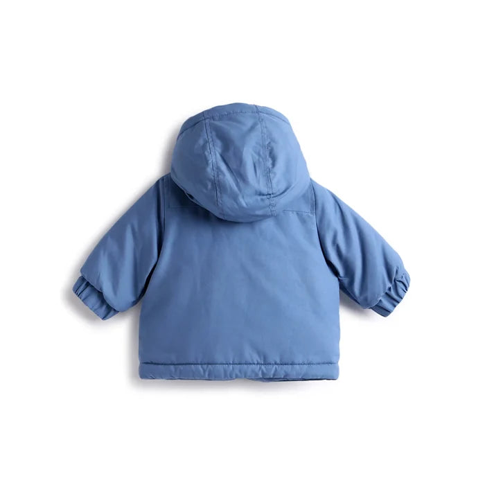 Boys Blue Hooded Open Front Jacket