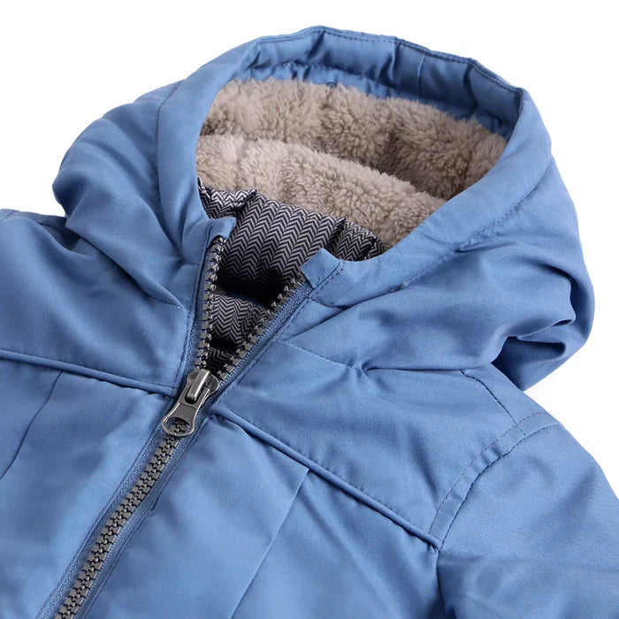 Boys Blue Hooded Open Front Jacket