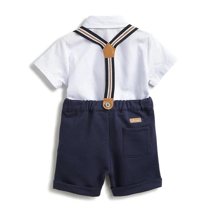 Boys Blue Striped Shirt With Shorts