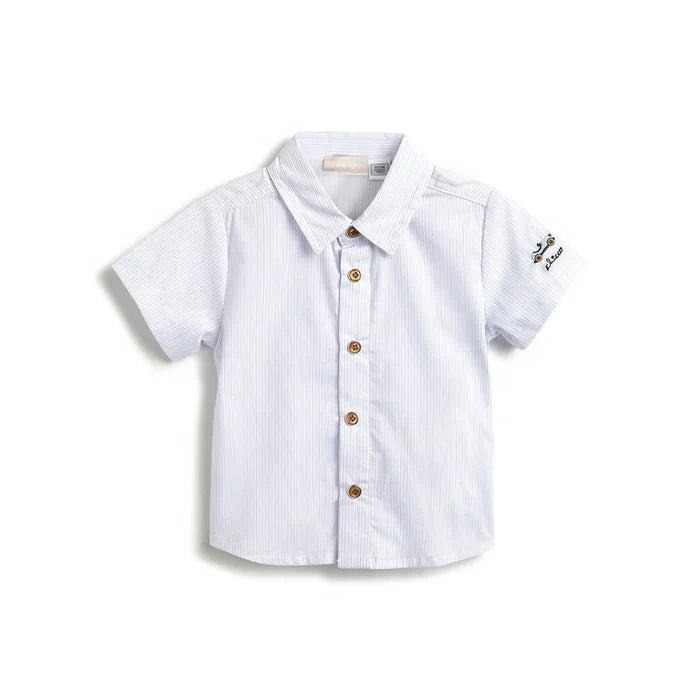 Boys Blue Striped Shirt With Shorts
