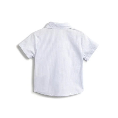 Boys Blue Striped Shirt With Shorts