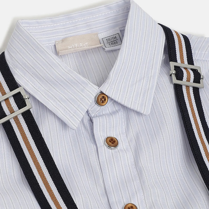 Boys Blue Striped Shirt With Shorts