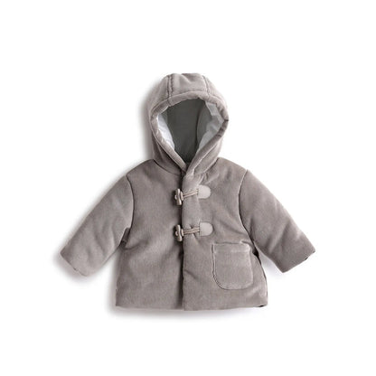 Boys Brown Hooded Self Design Coat