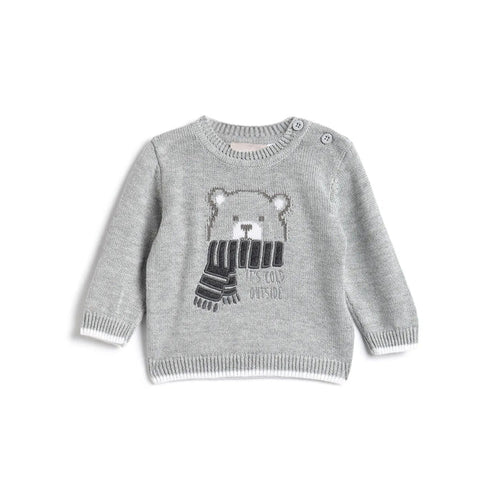 Boys Grey Self Design Pullover