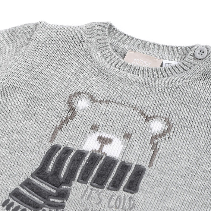 Boys Grey Self Design Pullover