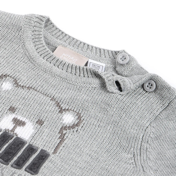 Boys Grey Self Design Pullover