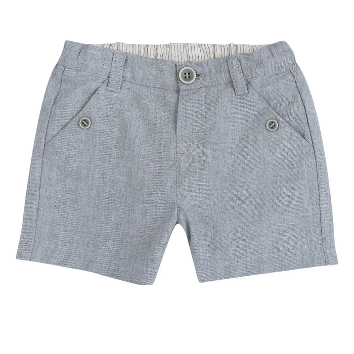 Boys Grey Solid Cotton Shorts