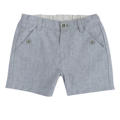 Boys Grey Solid Cotton Shorts