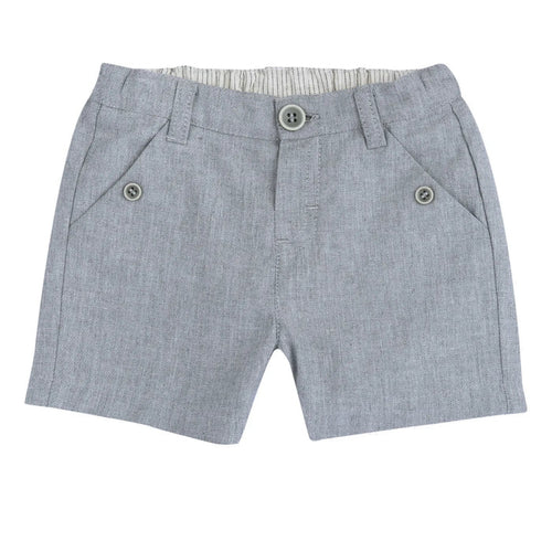 Boys Grey Solid Cotton Shorts