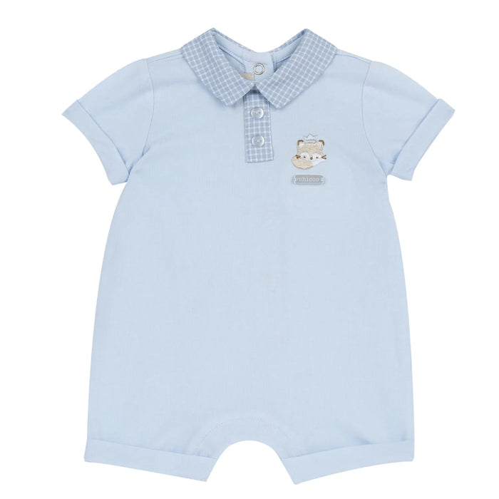 Boys Light Blue Embroidered Romper
