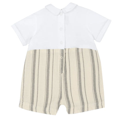 Boys Light Natural Striped Romper