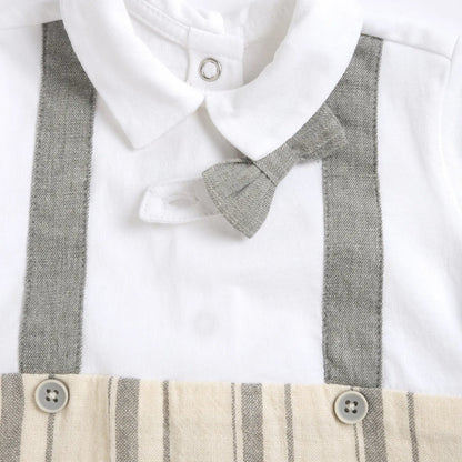Boys Light Natural Striped Romper