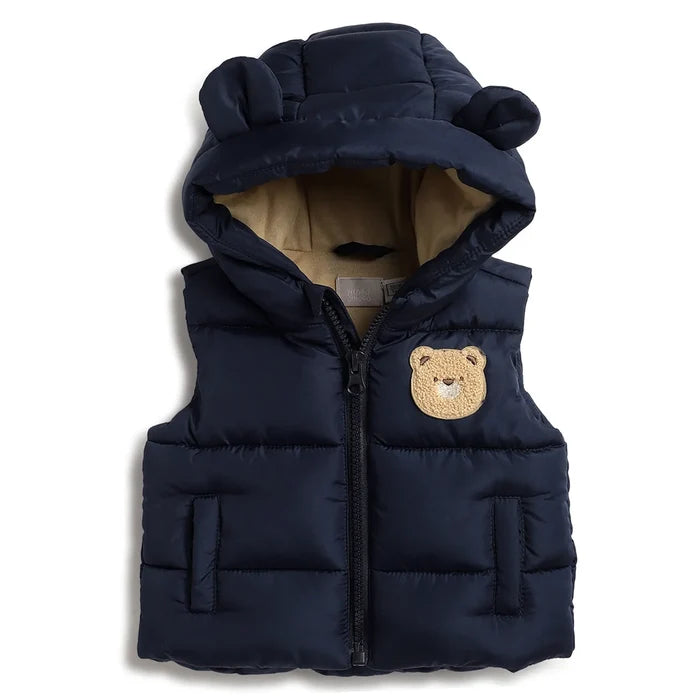 Boys Navy Blue Hooded Padded Jacket