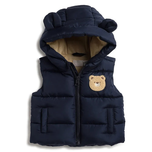 Boys Navy Blue Hooded Padded Jacket