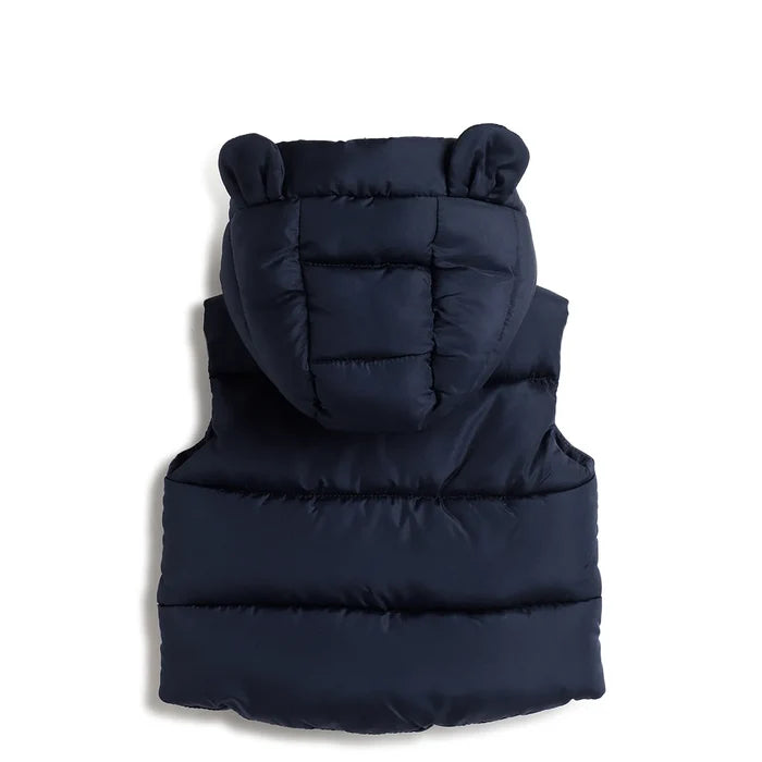 Boys Navy Blue Hooded Padded Jacket