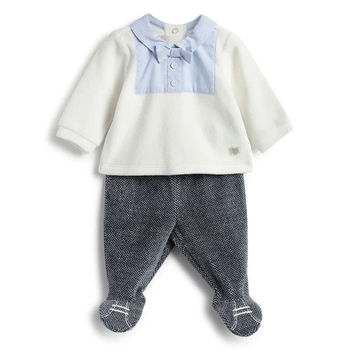 Boys White & Blue Sweatshirt With Leggings
