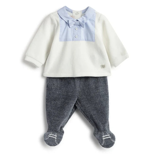 Boys White & Blue Sweatshirt With Leggings