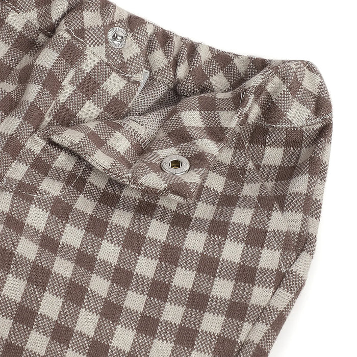 Boys White & Brown Cotton T-shirt With Trousers