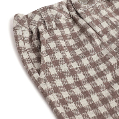 Boys White & Brown Cotton T-shirt With Trousers
